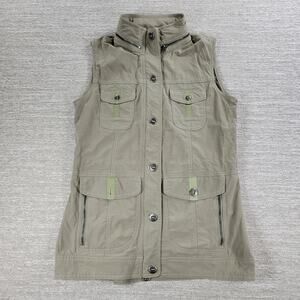 Kuhl Utility Vest Womens S Khaki Zip Up Cargo Military Outdoor Safari Gorpcore